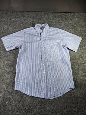 Brooks Brothers Mens Shirt 16 Cotton Blue White Striped Button Down #346